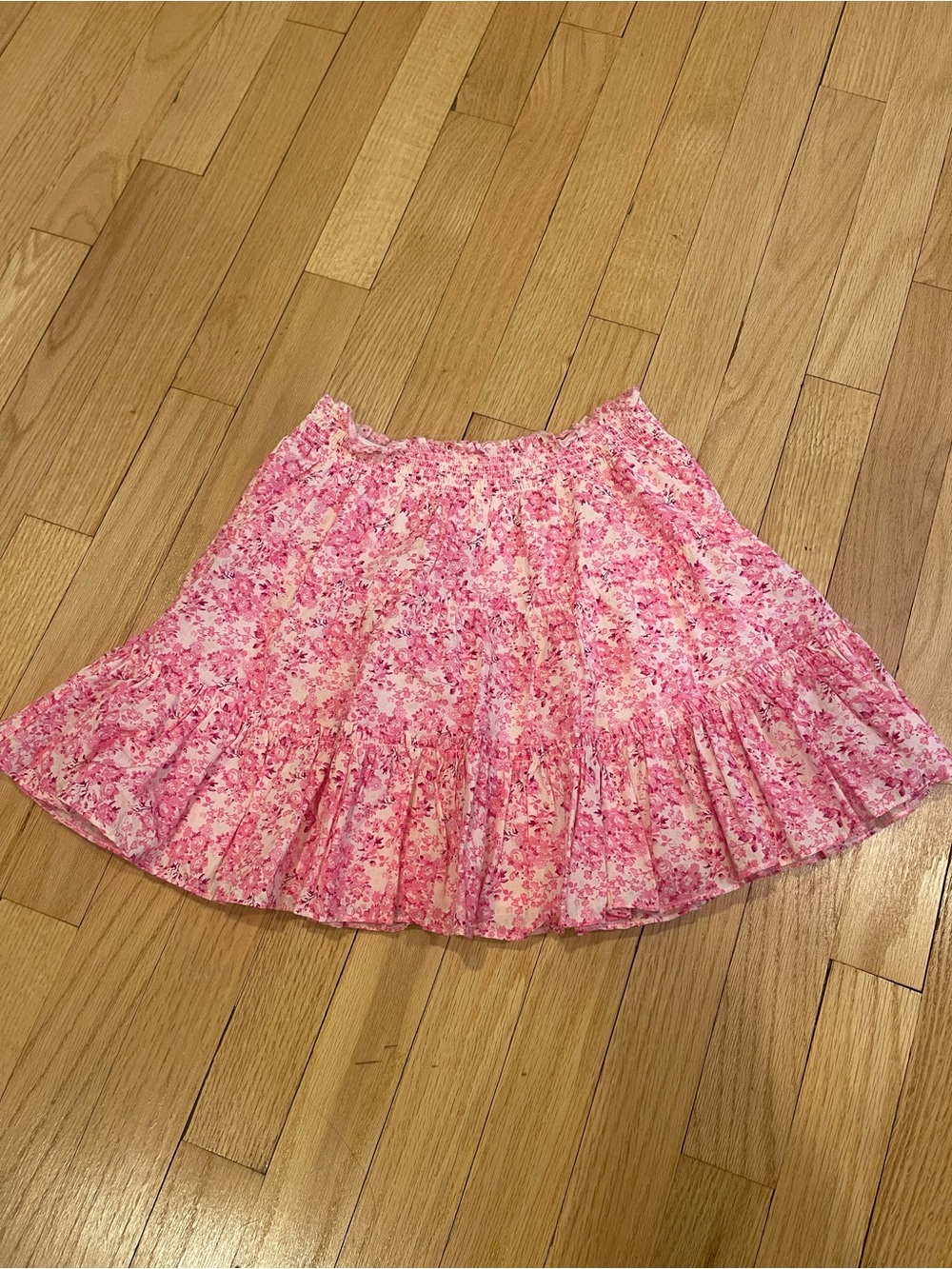 Loveshack Fancy Pink Floral Tiered Girls Skirt, size 8-9Y